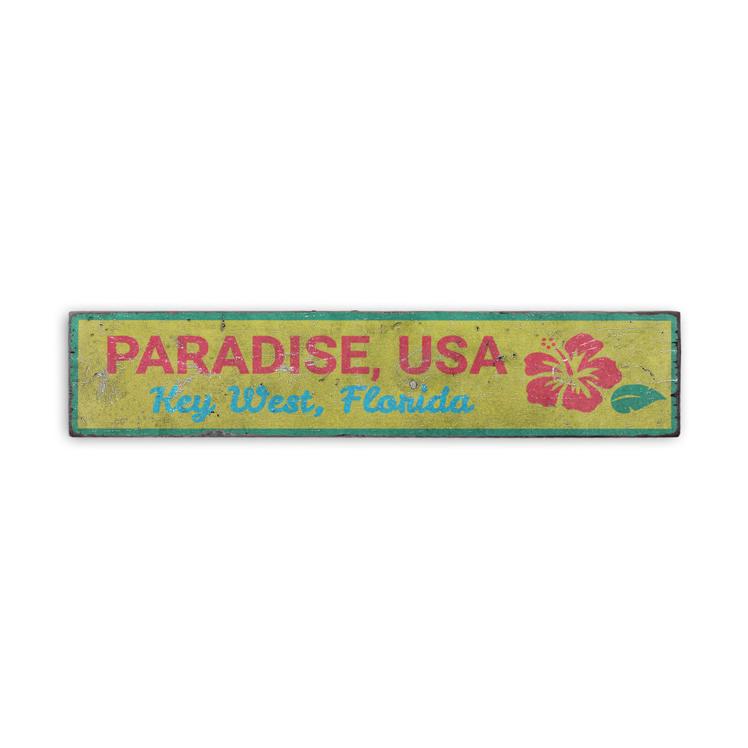 Paradise USA Key West Rustic Wood Sign