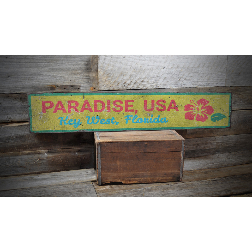 Paradise USA Key West Rustic Wood Sign