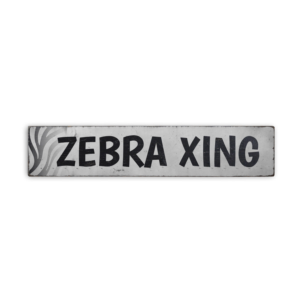 Zebra Crossing Rustic Wood Sign