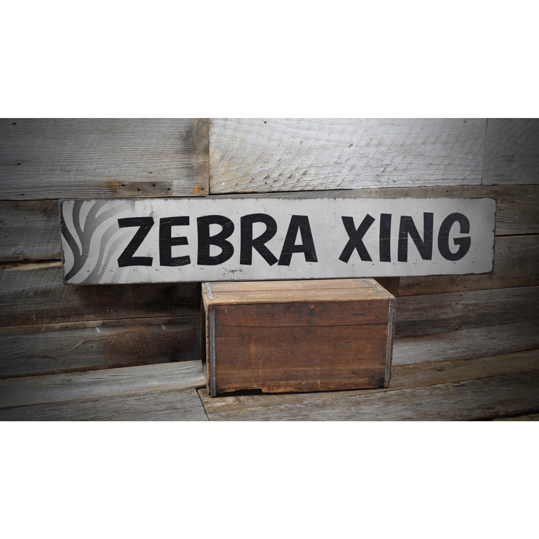 Zebra Crossing Rustic Wood Sign