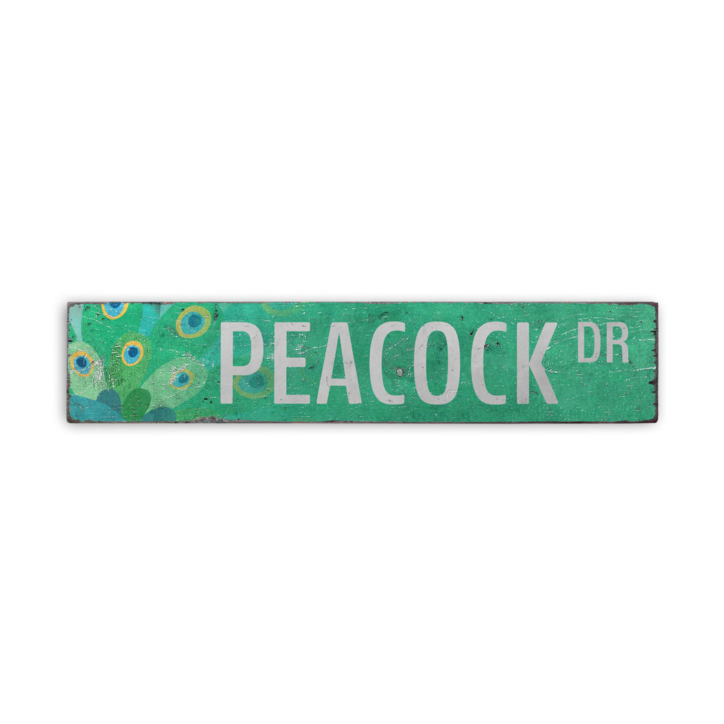 Peacock Street Rustic Wood Sign