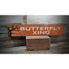 Butterfly Xing Rustic Wood Sign