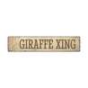 Giraffe Crossing Rustic Wood Sign