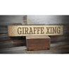 Giraffe Crossing Rustic Wood Sign