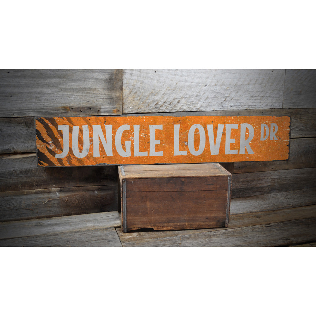 Jungle Lover Street Rustic Wood Sign