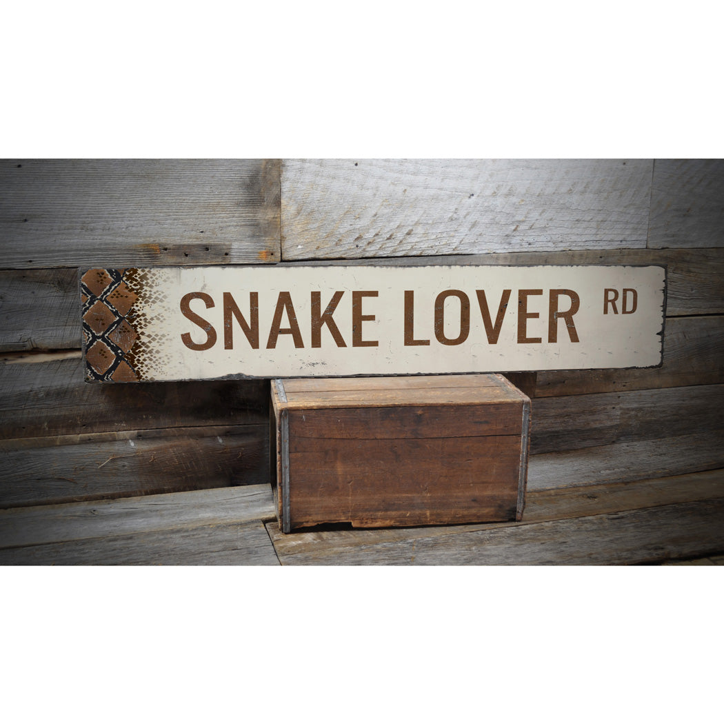 Snake Lover Street Rustic Wood Sign