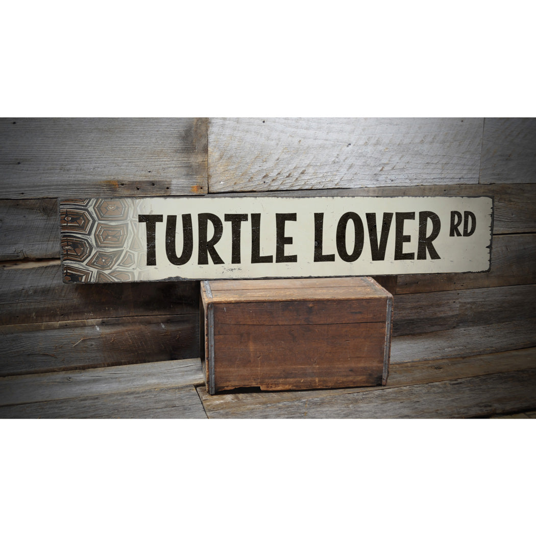 Turtle Lover Street Rustic Wood Sign