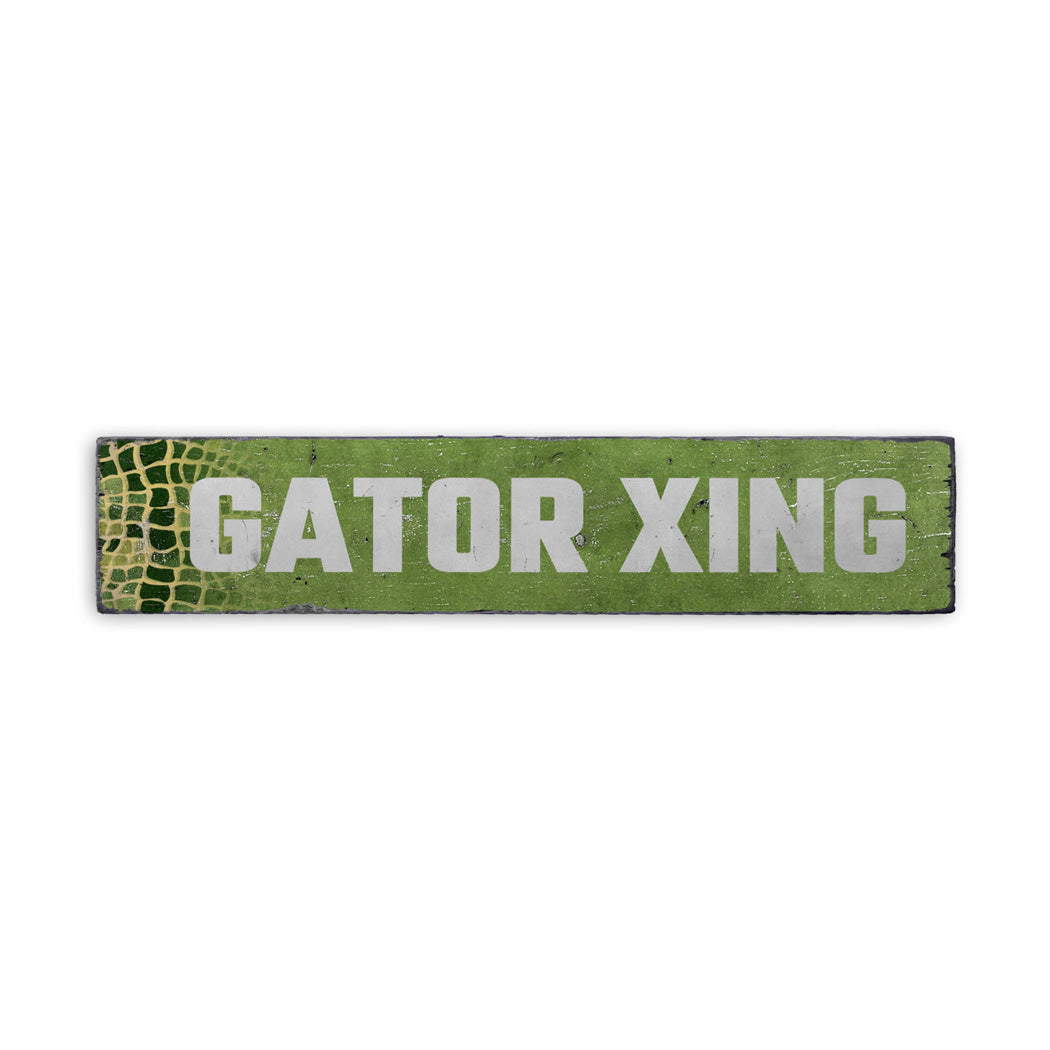 Gator Crossing Rustic Wooden Sign