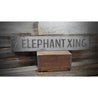 Elephant Crossing Rustic Wood Sign