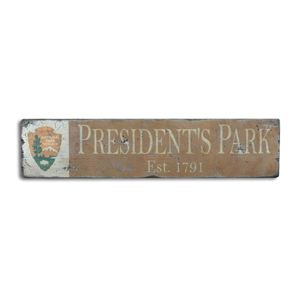 National Park Presidents Rustic Wood Sign