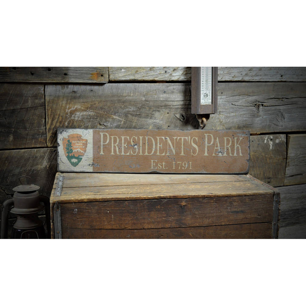 National Park Presidents Rustic Wood Sign