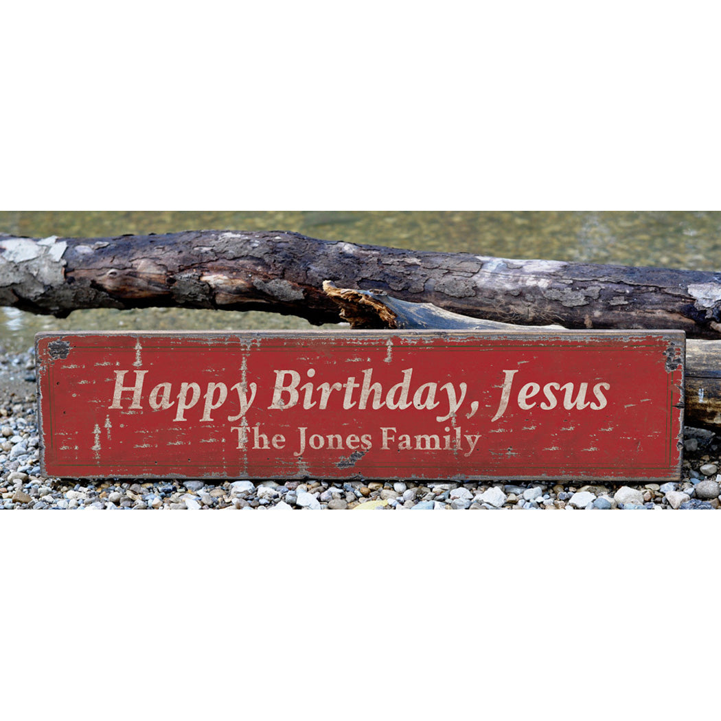 Happy Birthday Jesus Rustic Wood Sign