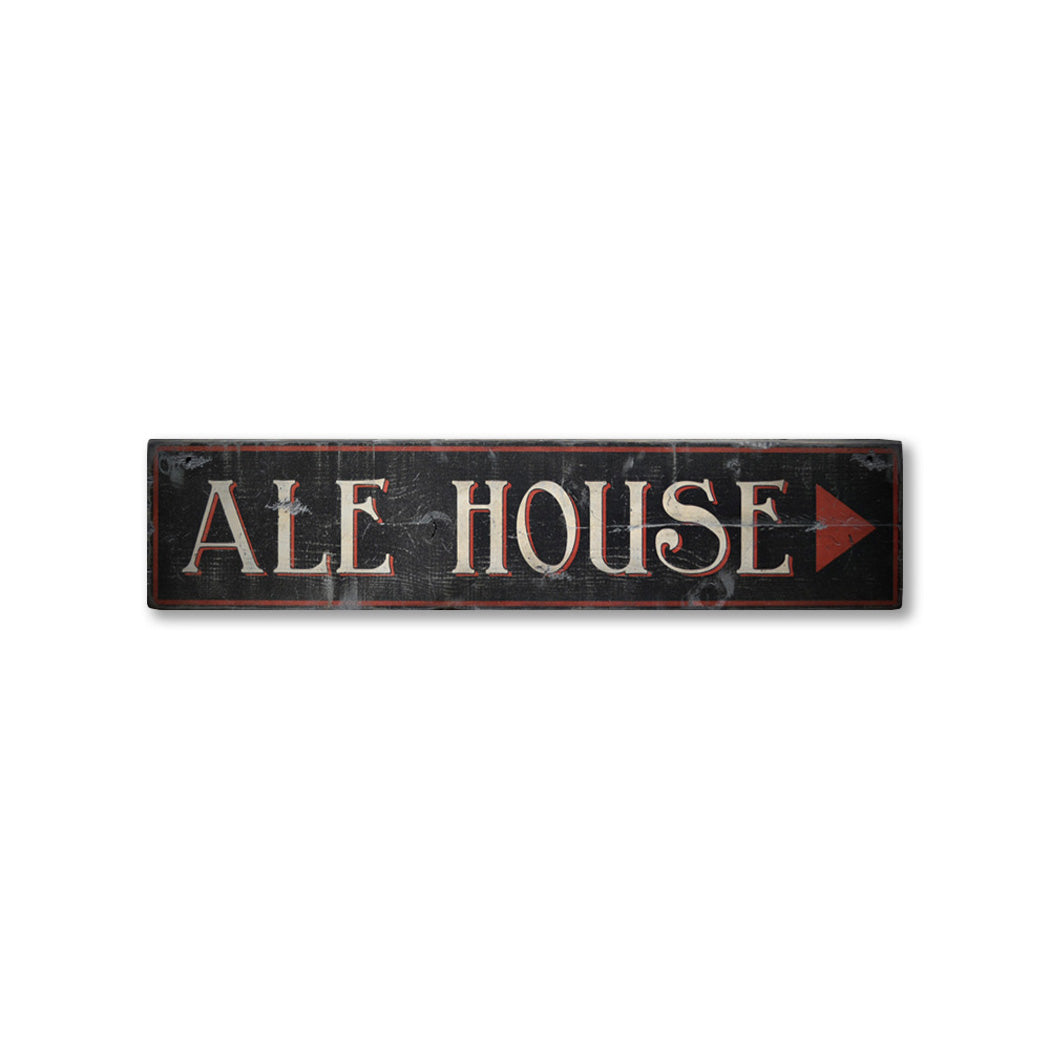 Ale House Pub Brewery Rustic Wood Sign