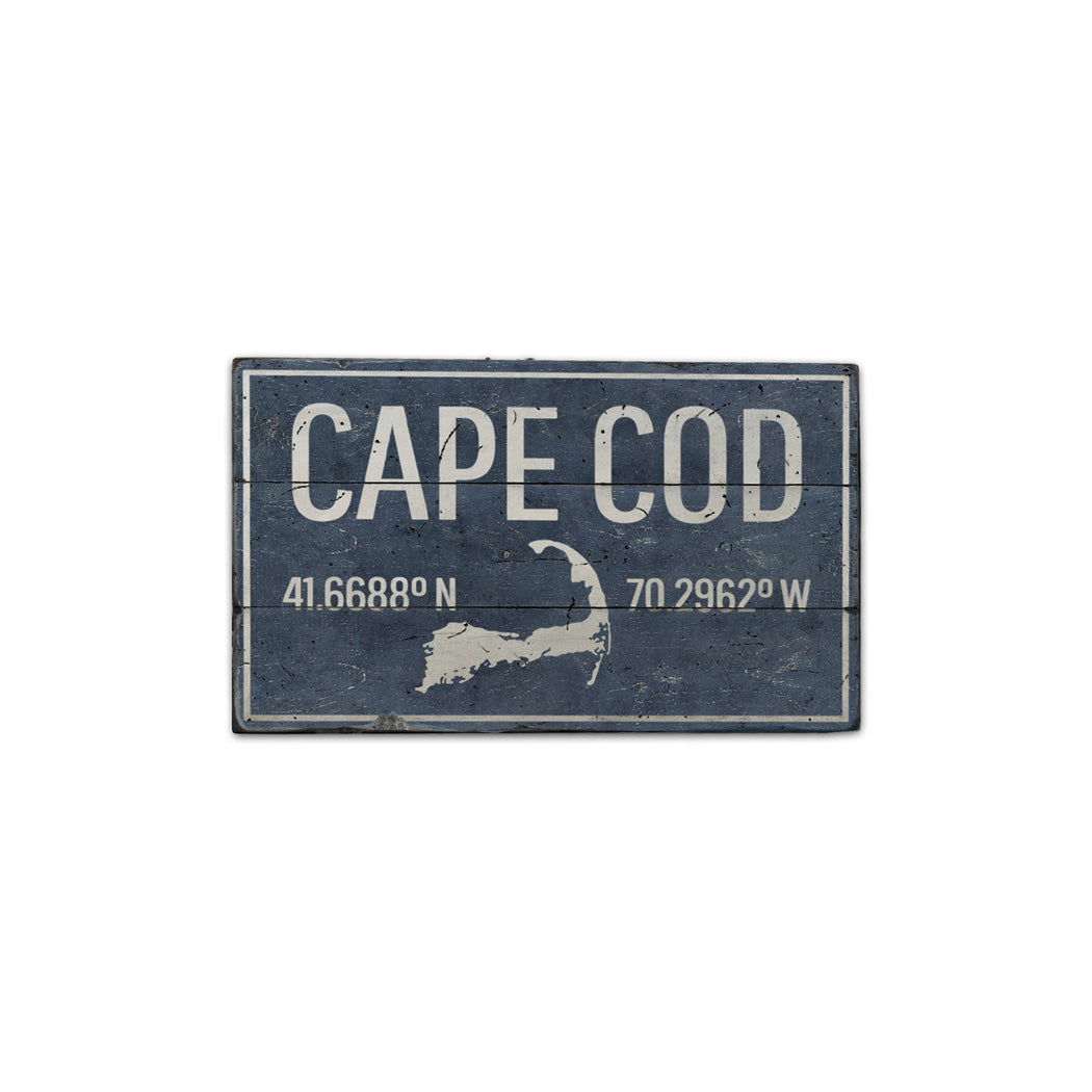 Cape Cod Coordinates Rustic Wood Sign