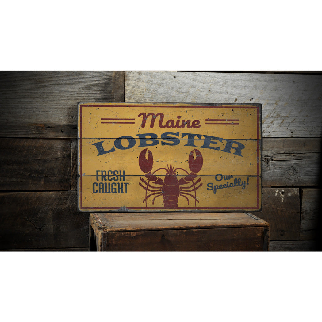 Maine Lobster Rustic Wood Sign