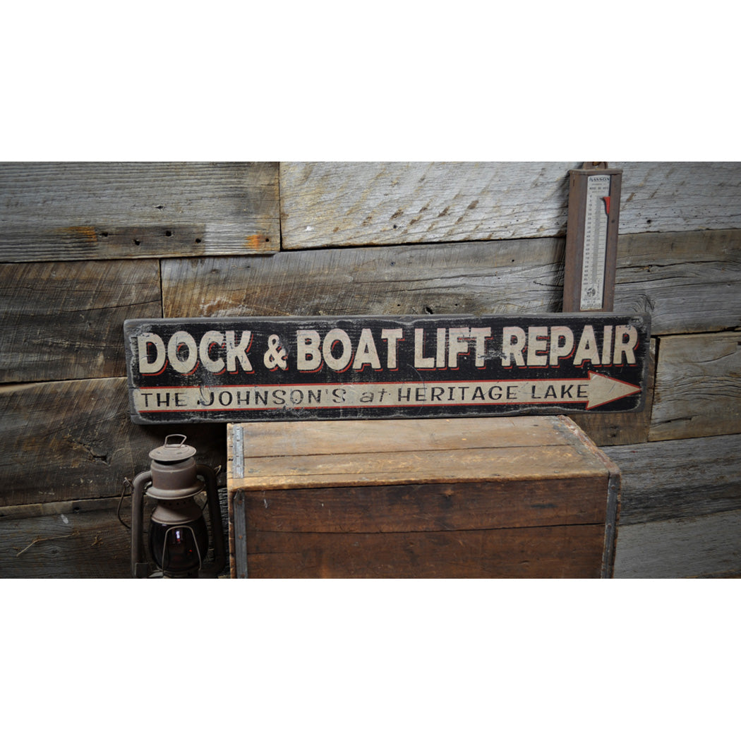 Dock & Boat Lift Repair Rustic Wood Sign