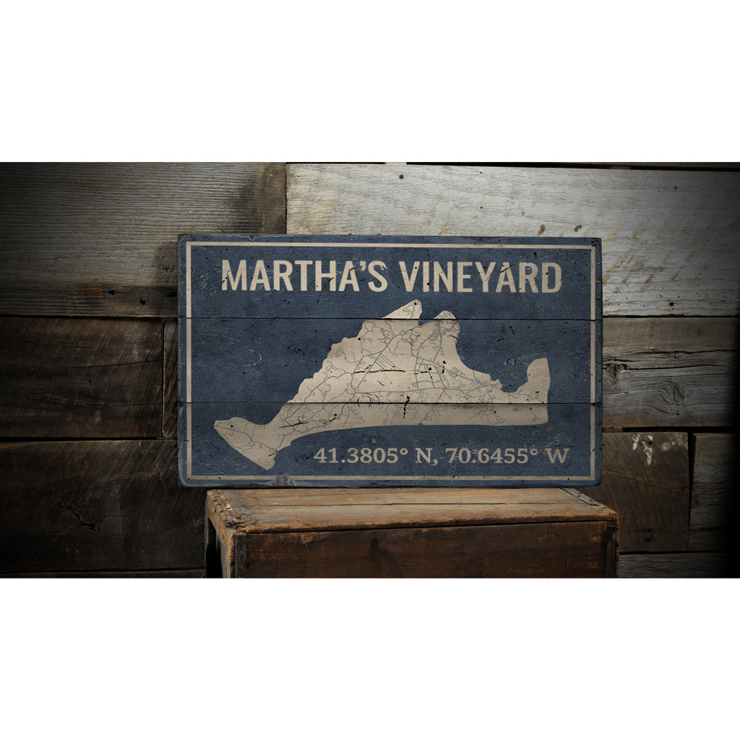 Marthas Vineyard Rustic Wood Sign