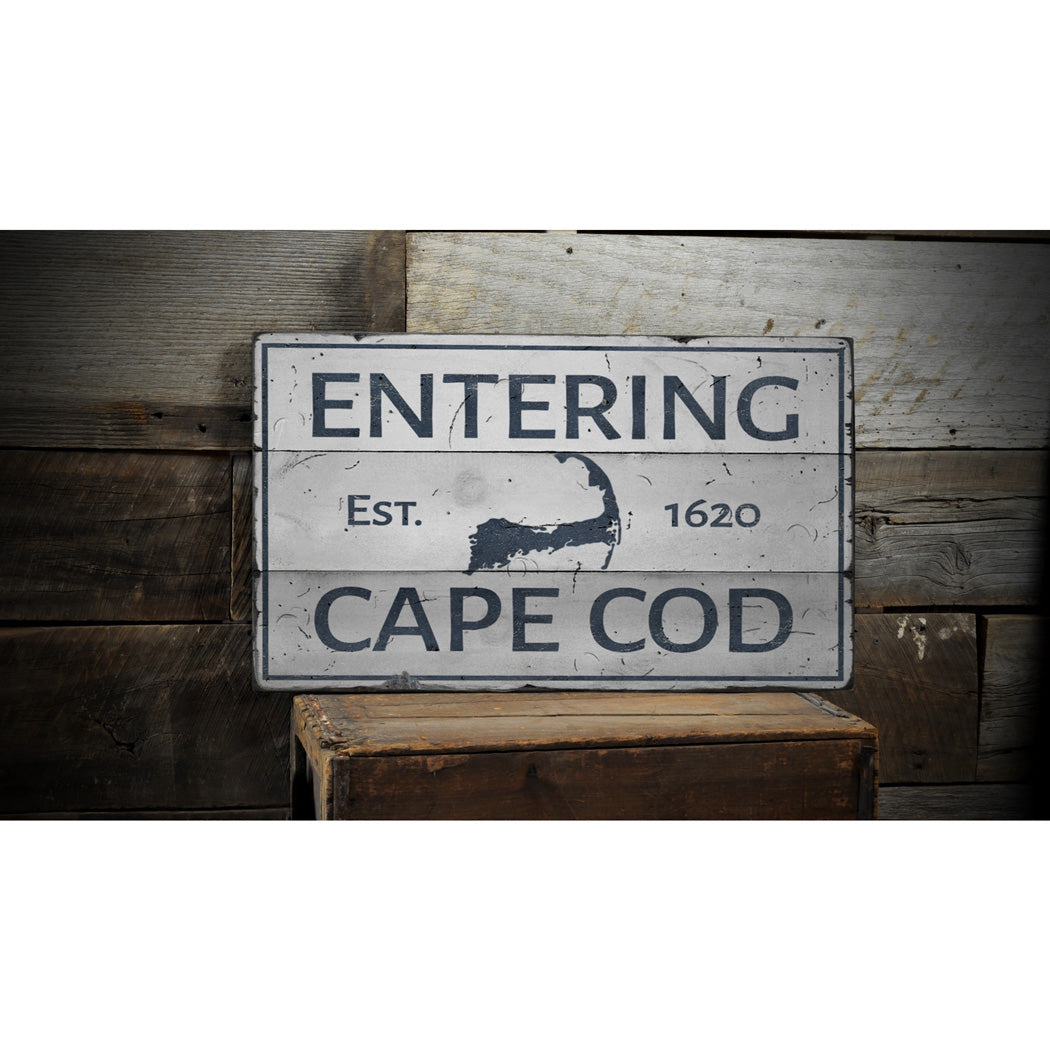 Cape Cod Entrance Rustic Wood Sign