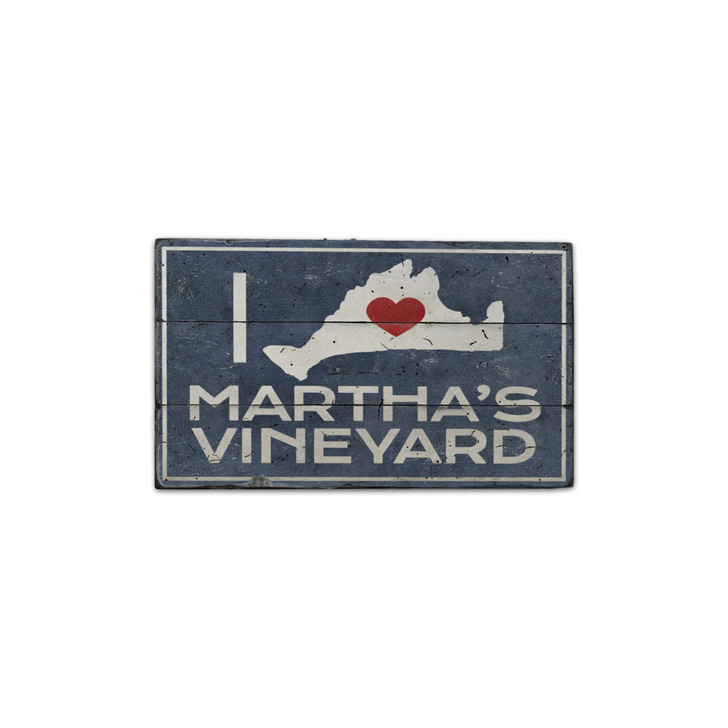 I Love Marthas Vineyard Rustic Wood Sign