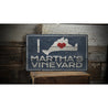 I Love Marthas Vineyard Rustic Wood Sign