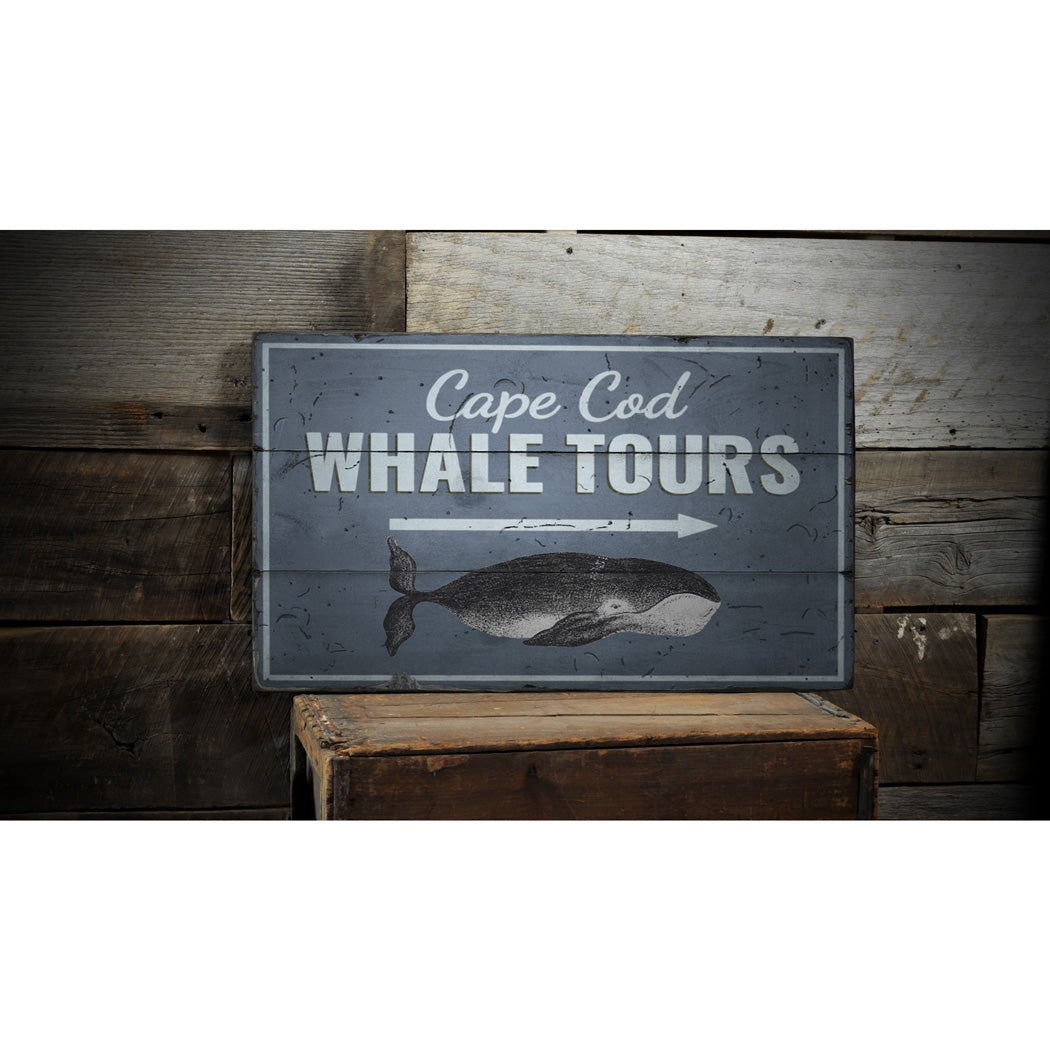 Cape Cod Whale Tours Rustic Wood Sign