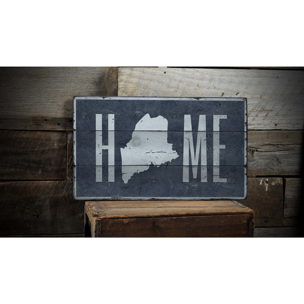 Home Maine Rustic Wood Sign