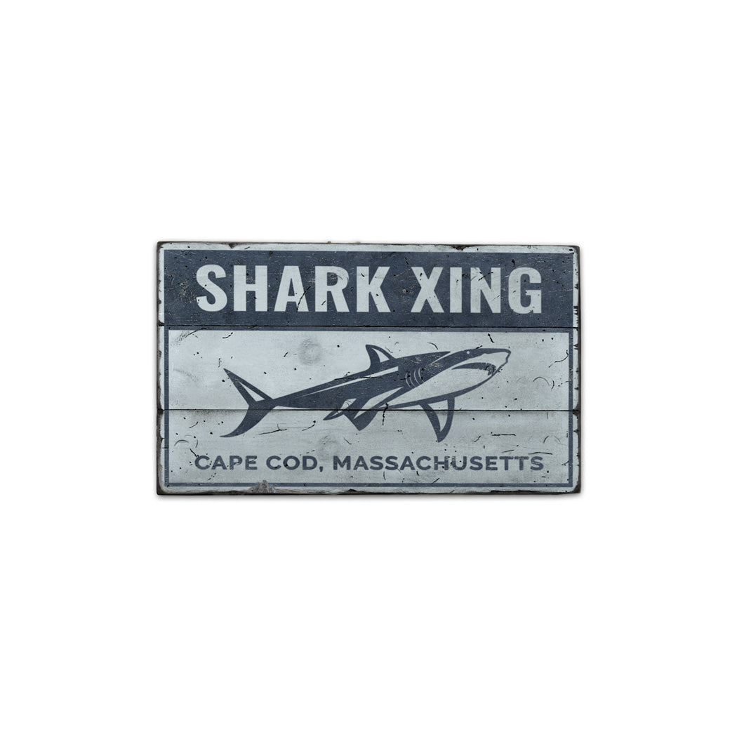 Cape Cod Shark Rustic Wood Sign