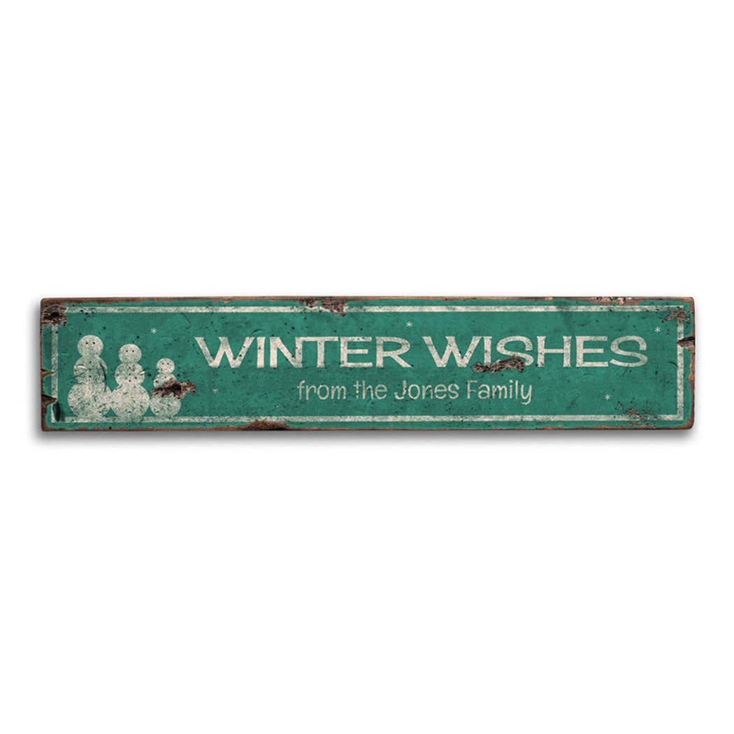 Winter Wishes Rustic Wood Sign