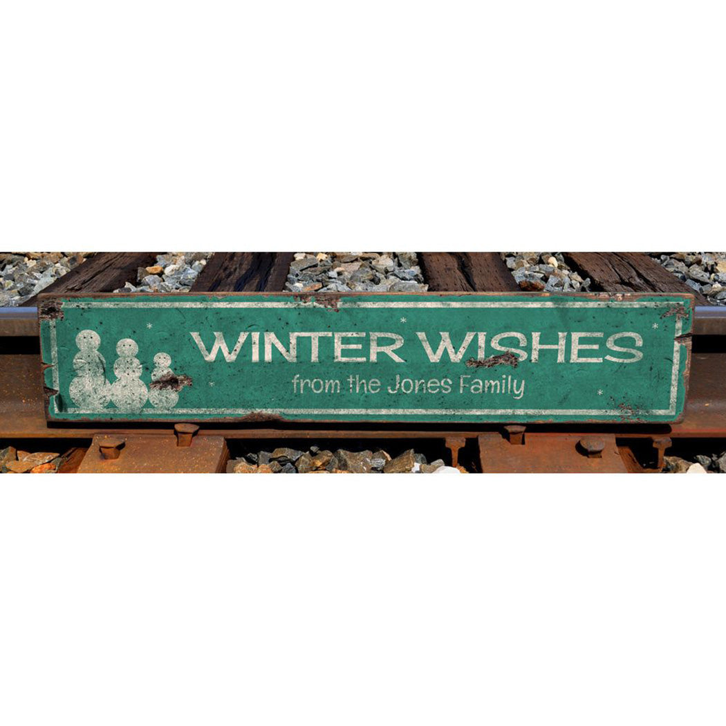 Winter Wishes Rustic Wood Sign