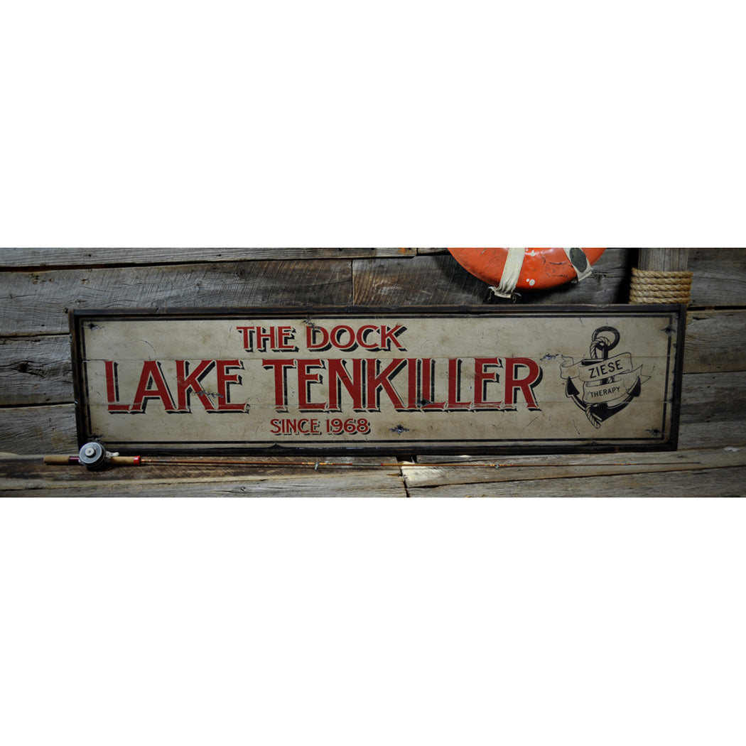 Lake House Est. Date Rustic Wood Sign