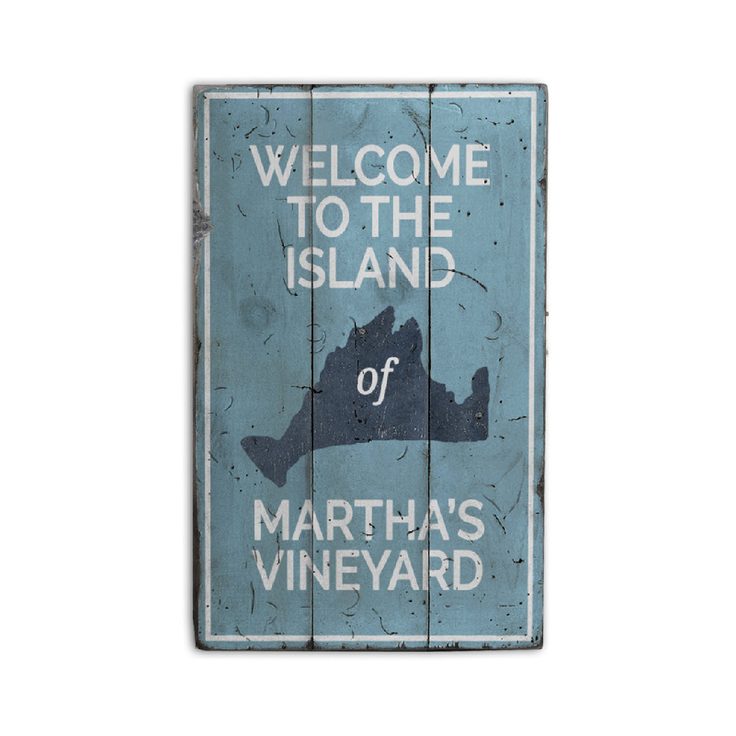 Marthas Vineyard Island Rustic Wood Sign