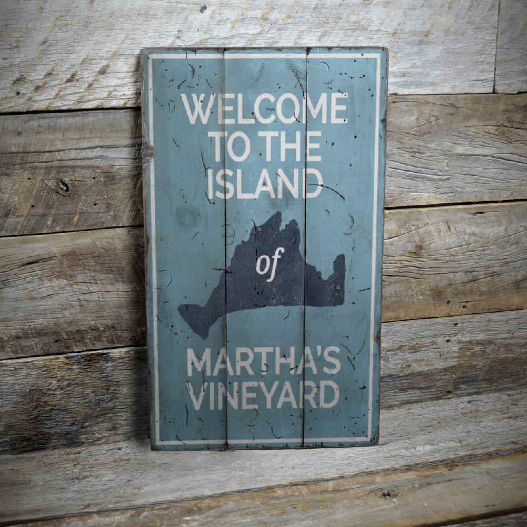 Marthas Vineyard Island Rustic Wood Sign