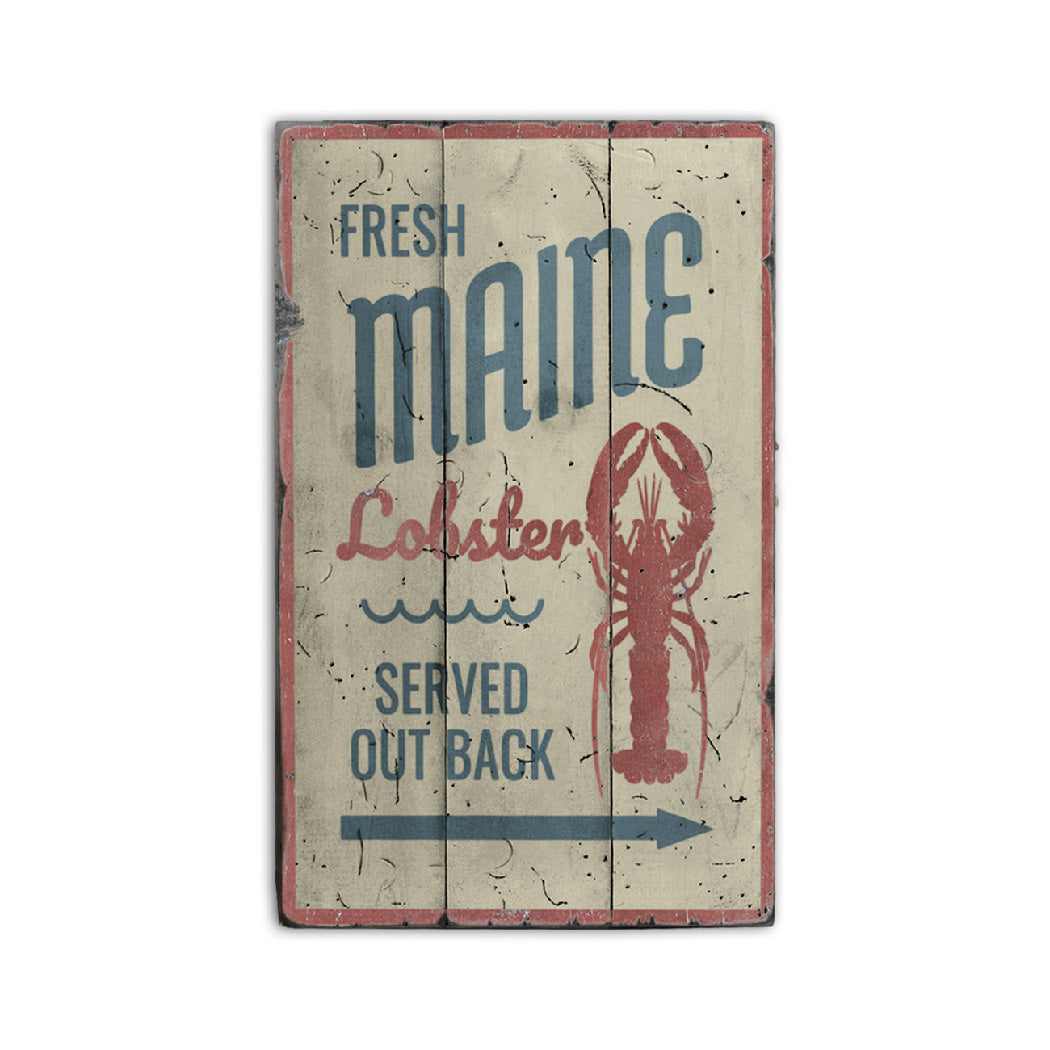 Fresh Maine Lobster Rustic Wood Sign