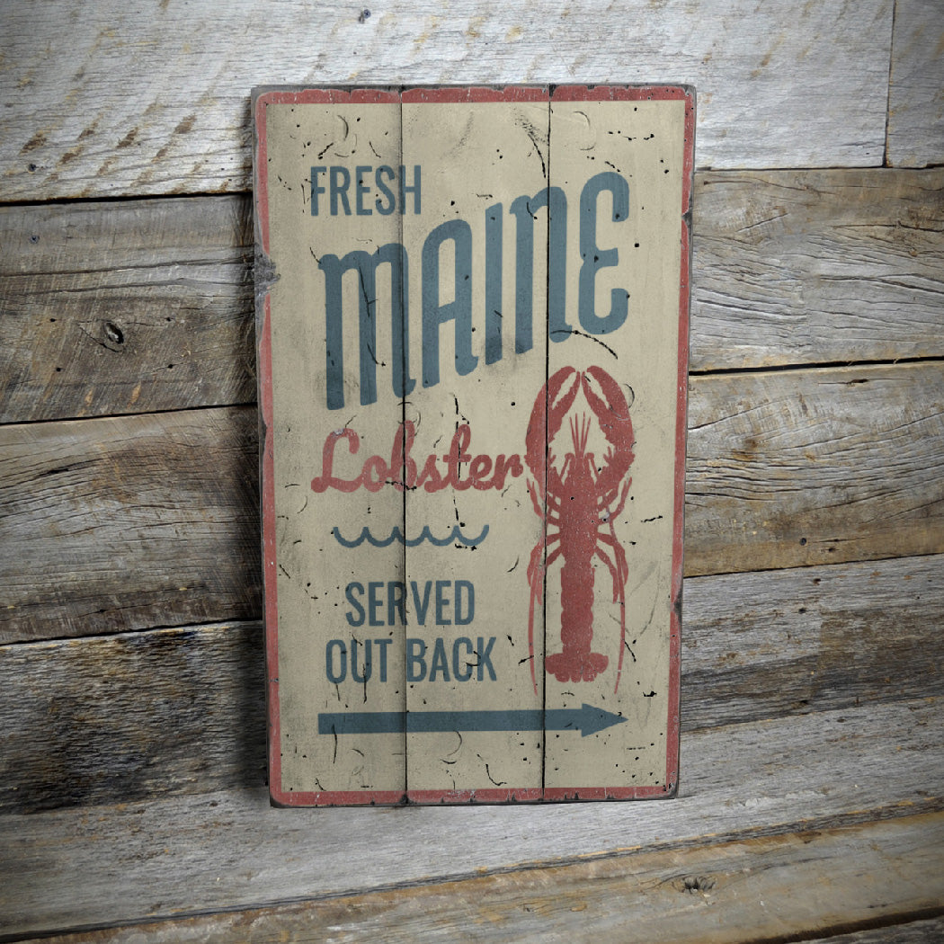 Fresh Maine Lobster Rustic Wood Sign