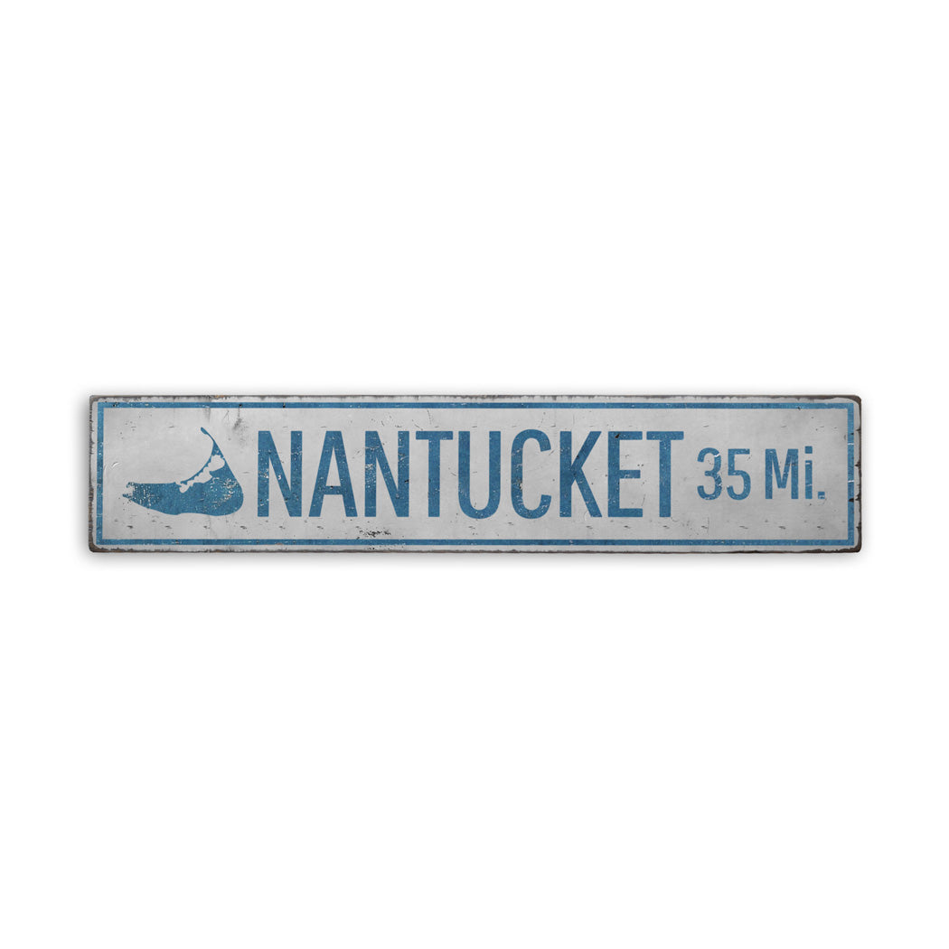 Nantucket Mileage Rustic Wood Sign