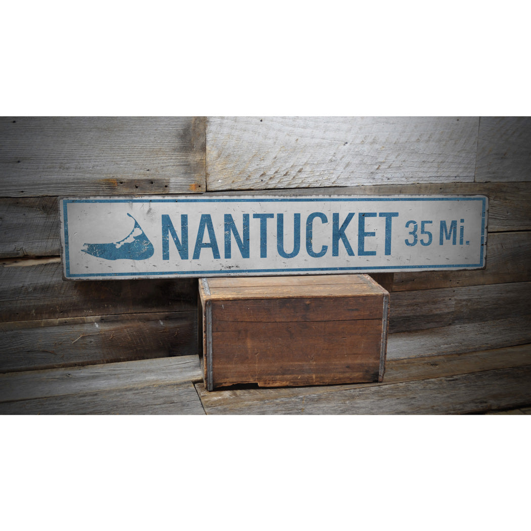 Nantucket Mileage Rustic Wood Sign