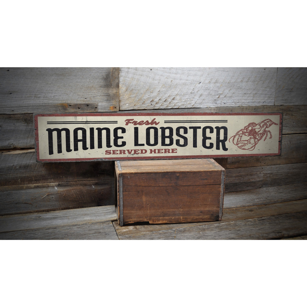 Maine Lobster Seafood Shack Rustic Wood Sign