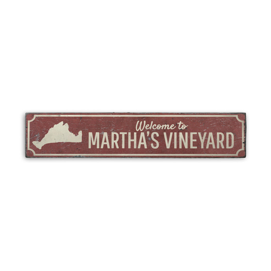 Marthas Vineyard Welcome Rustic Wood Sign