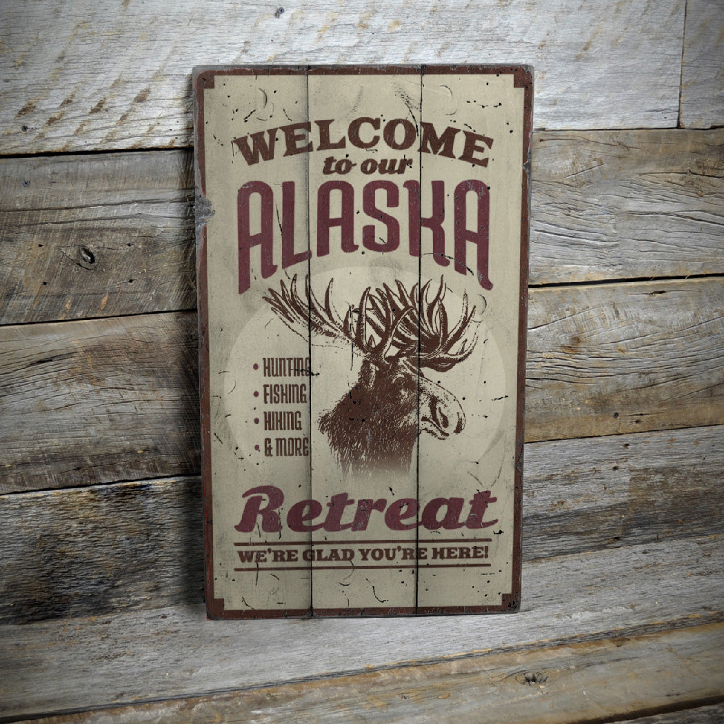 Alaska Retreat Rustic Wood Sign