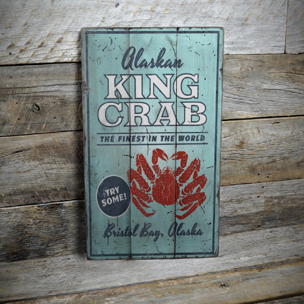 Alaskan King Crab Rustic Wood Sign