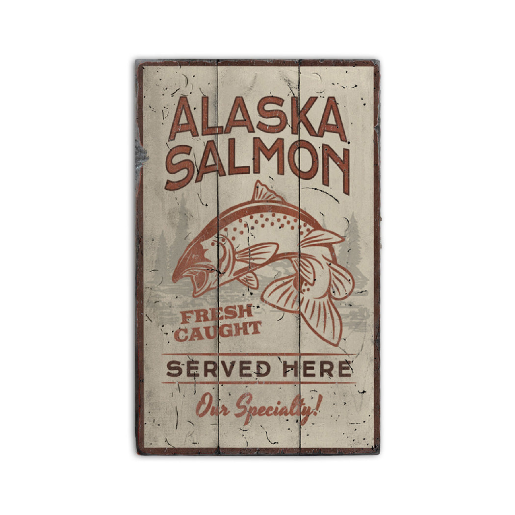 Alaska Salmon Rustic Wood Sign