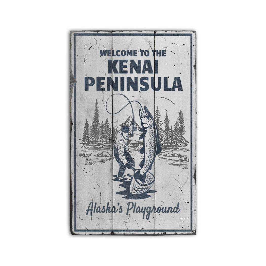 Kenai Peninsula Rustic Wood Sign