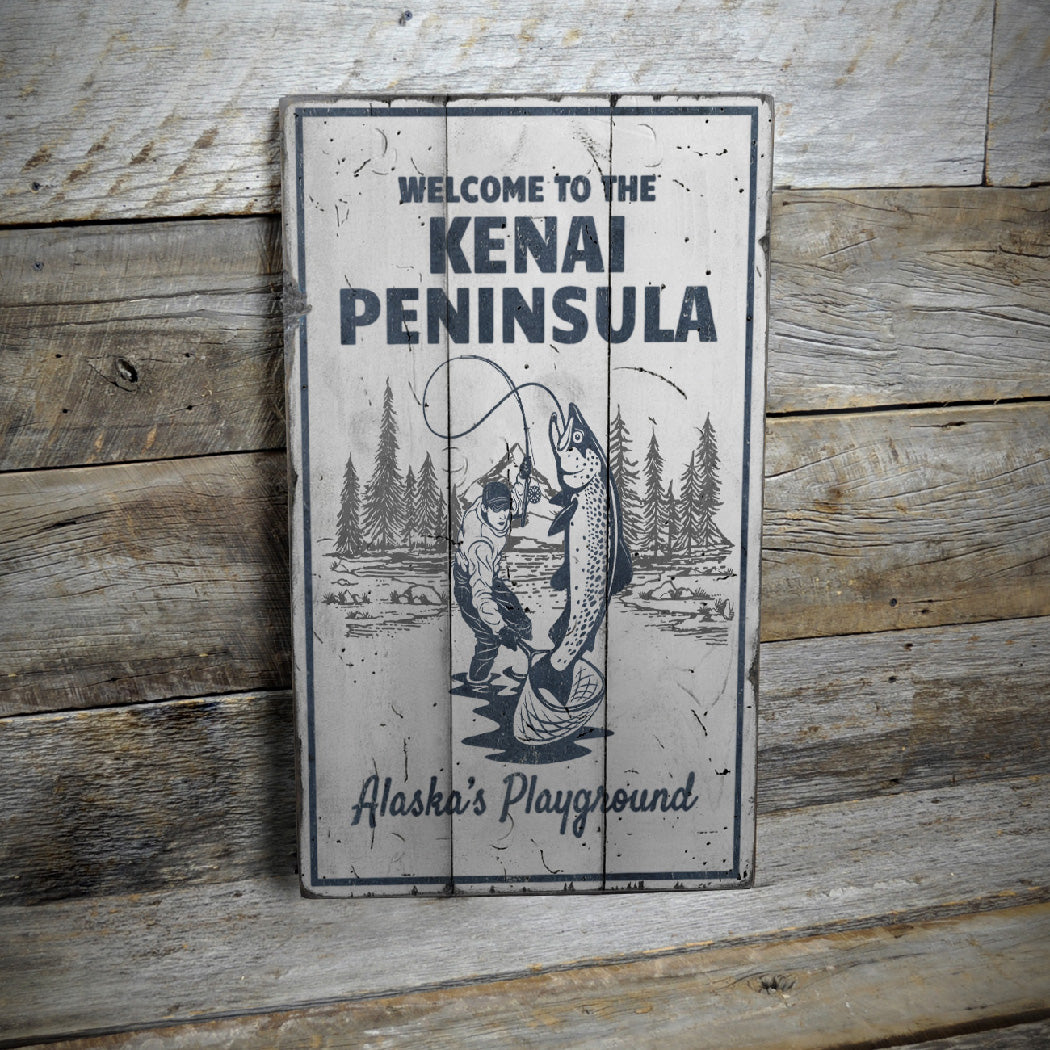 Kenai Peninsula Rustic Wood Sign