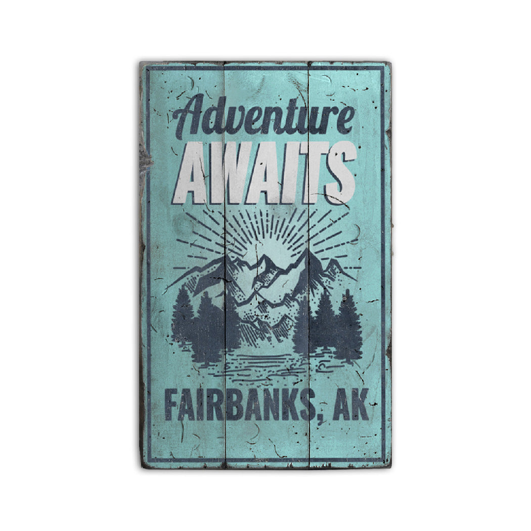 Adventure Awaits Rustic Wood Sign