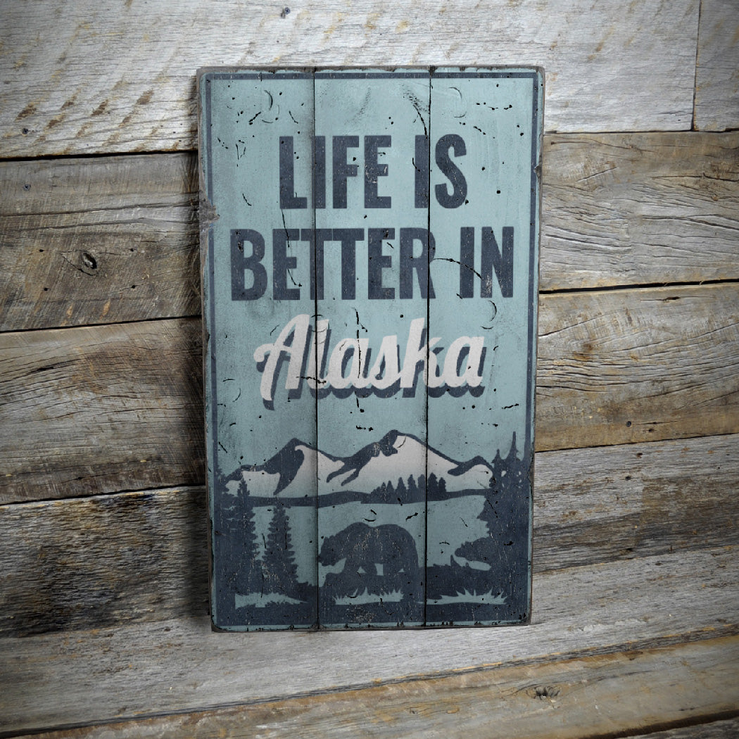 Alaska Rustic Wood Sign