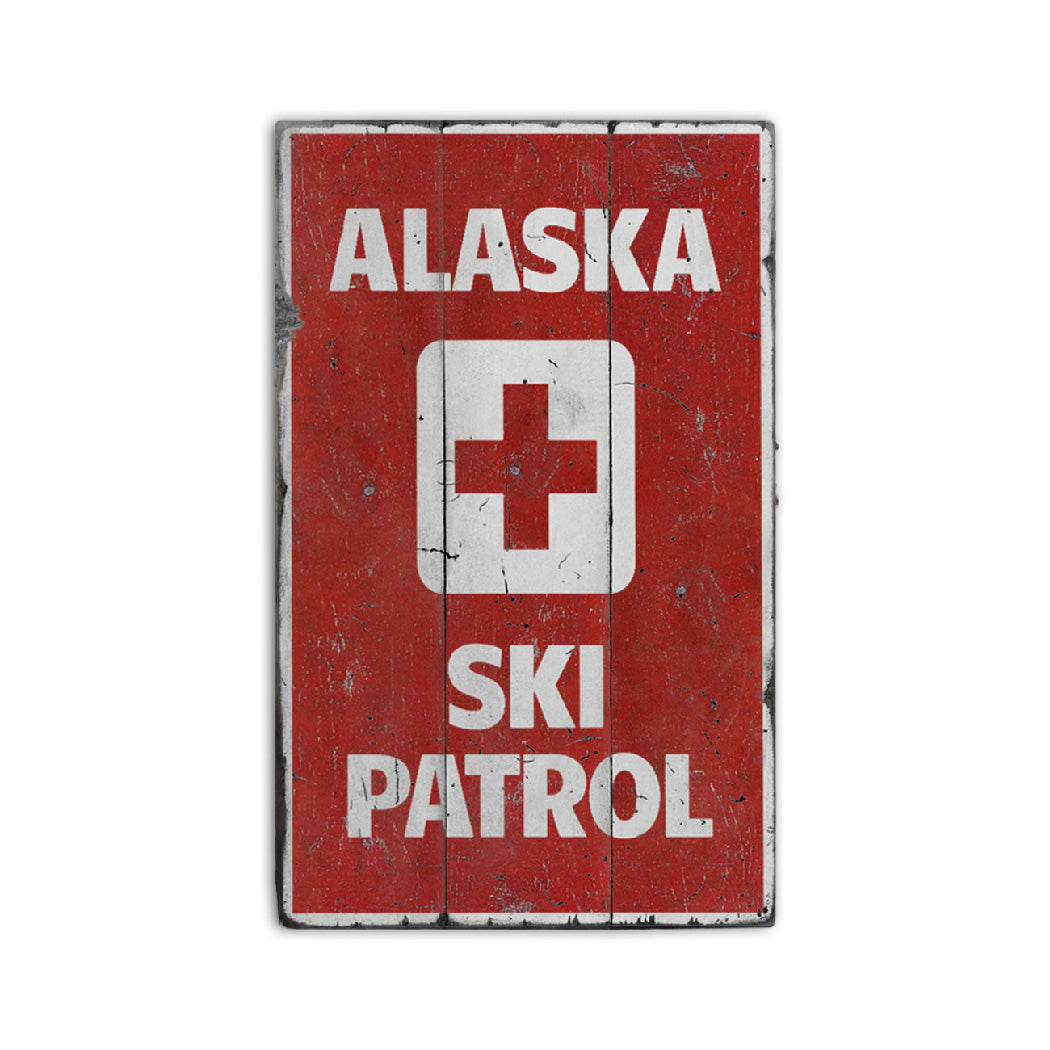 Alaska Ski Patrol Rustic Wood Sign