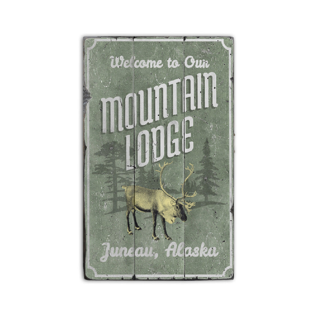 Mountain Lodge Welcome Rustic Wood Sign