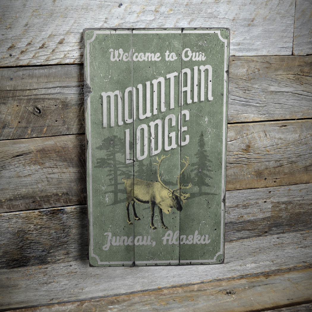 Mountain Lodge Welcome Rustic Wood Sign