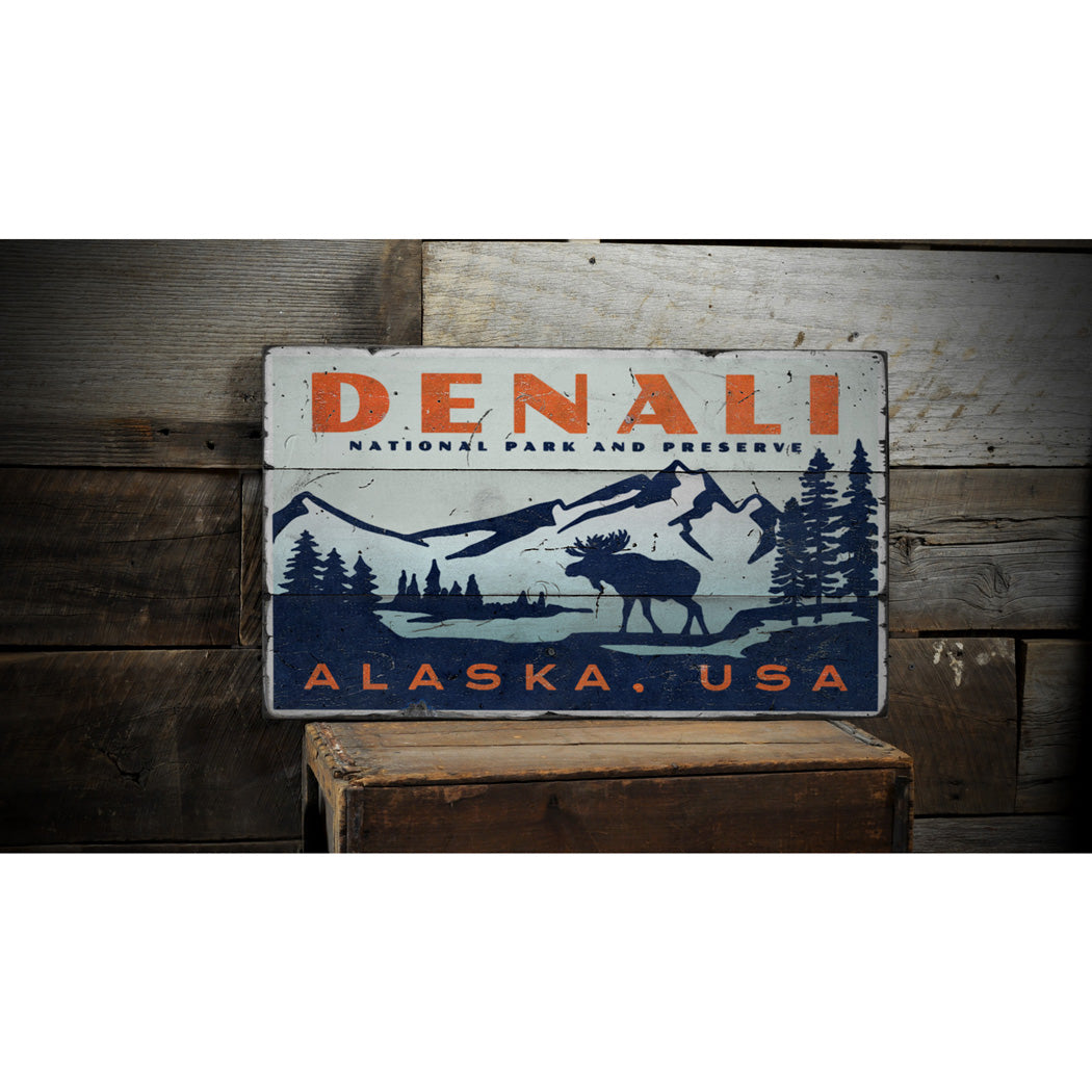 Denali Rustic Wood Sign