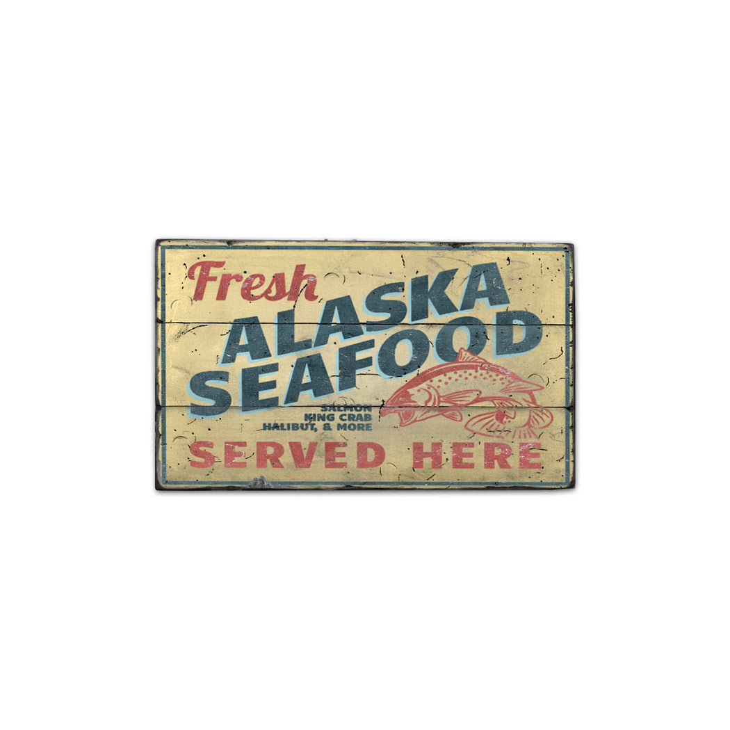 Alaska Seafood Rustic Wood Sign